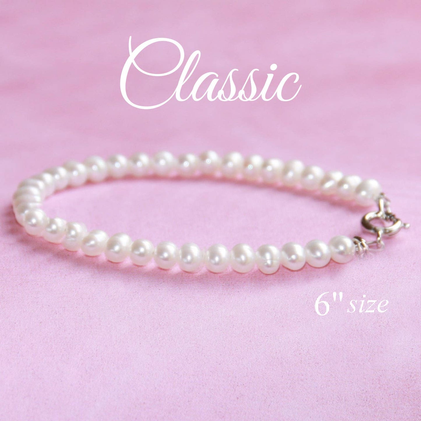 Classic Pearls Sterling Clasp 6" Bracelet STG-128