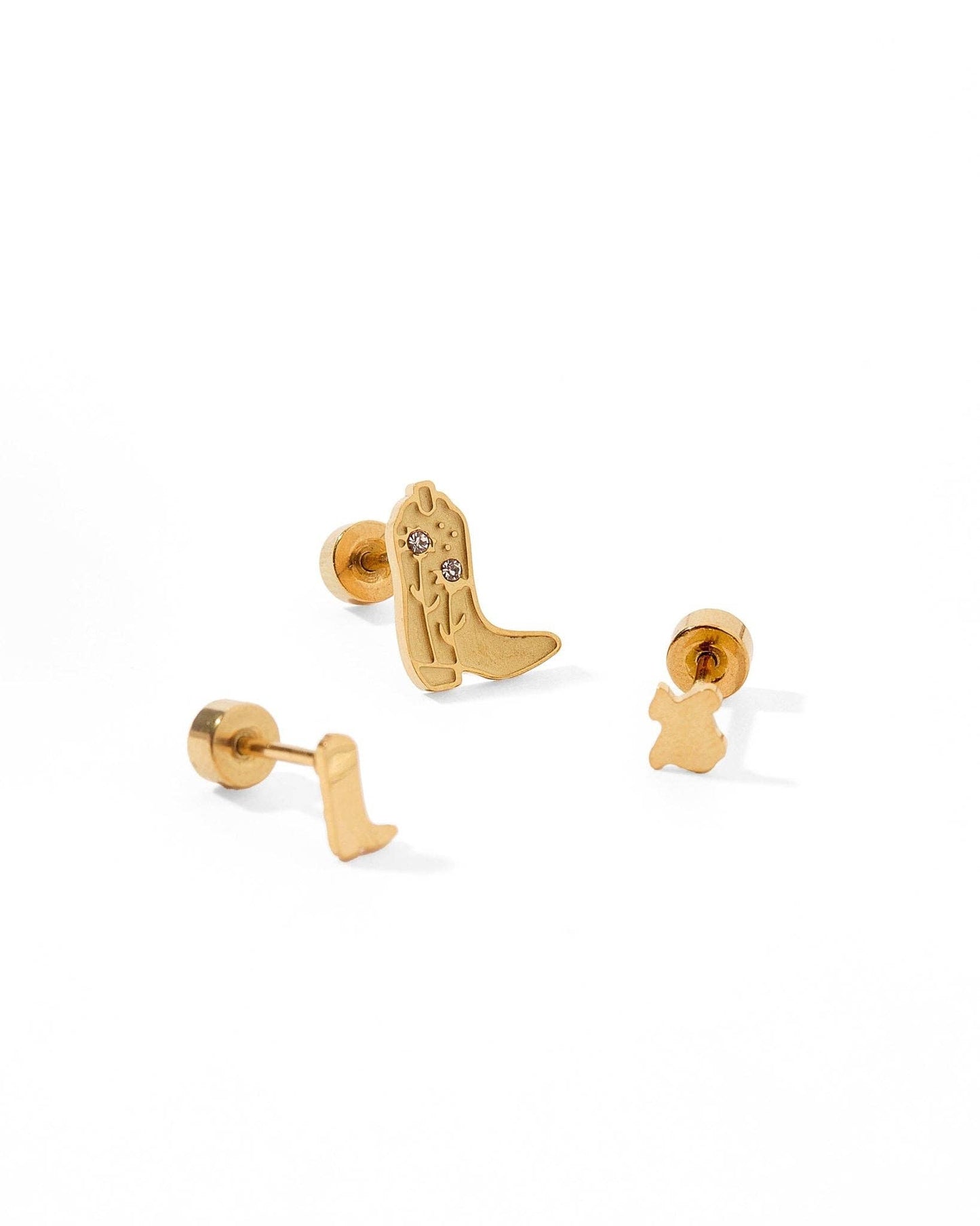 Screwback Stud Earrings - Daisy Cowgirl Boot