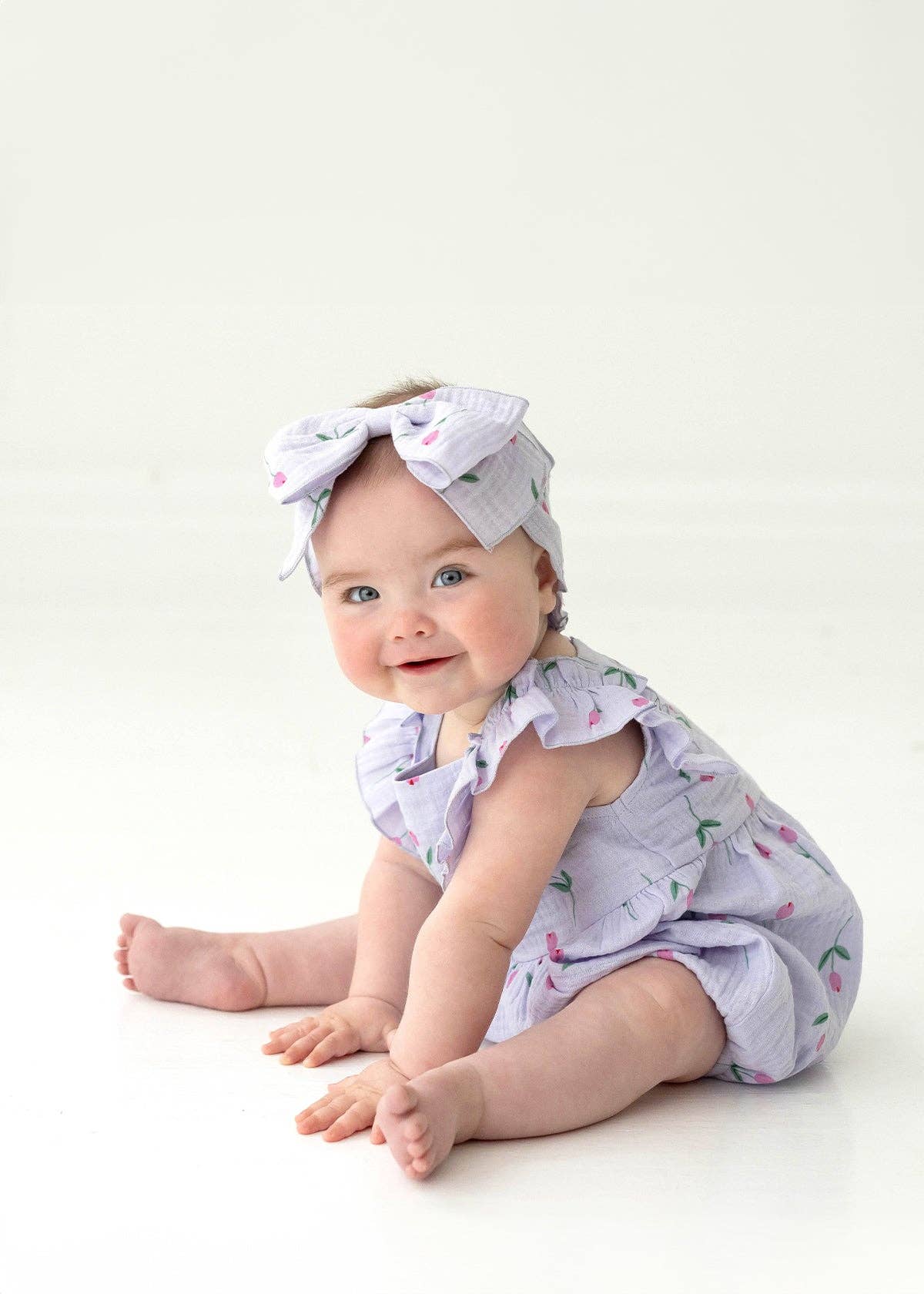 Tiny Tulip Baby Romper: Purple