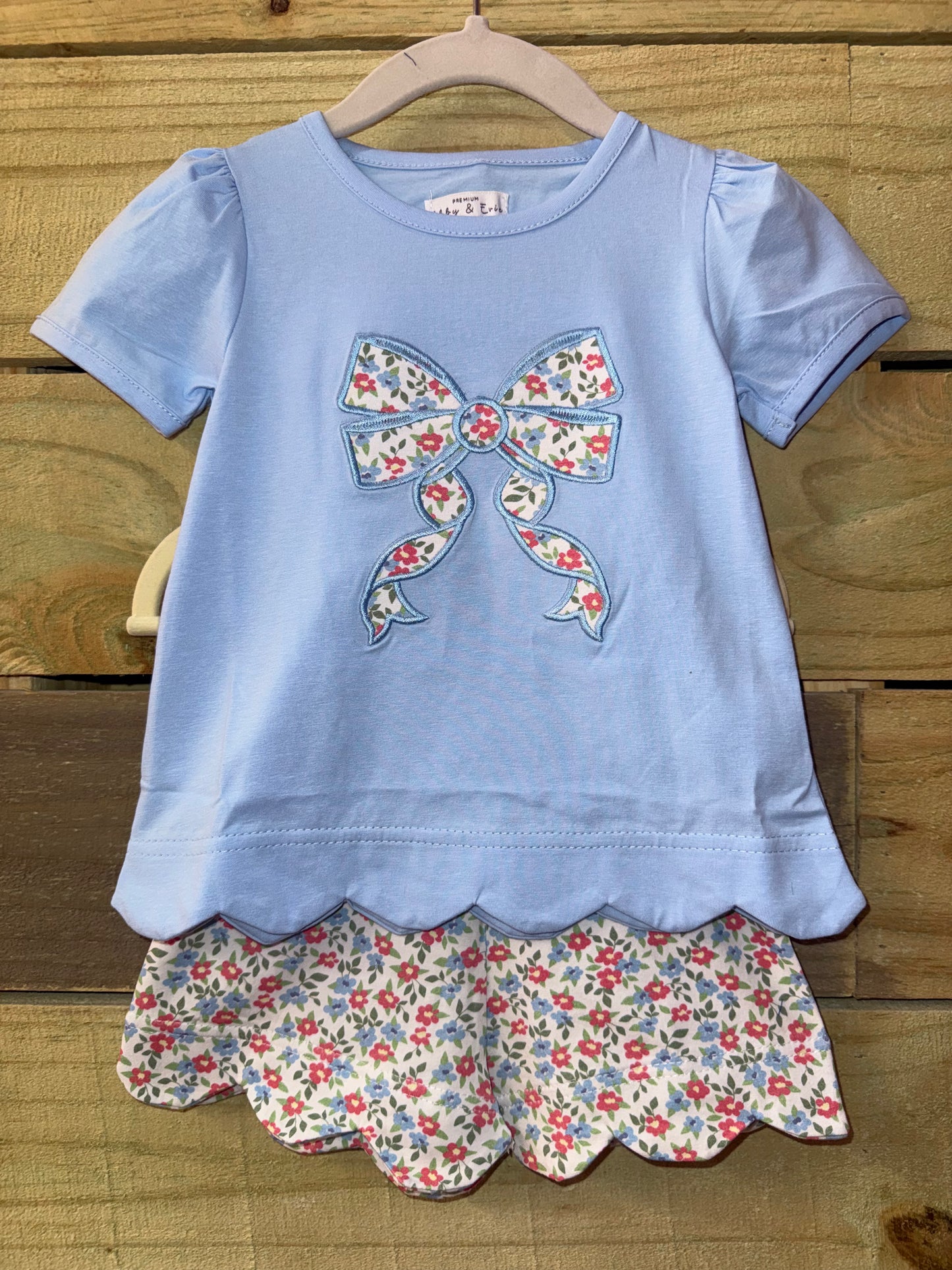 Floral Bow Scalloped Short Set