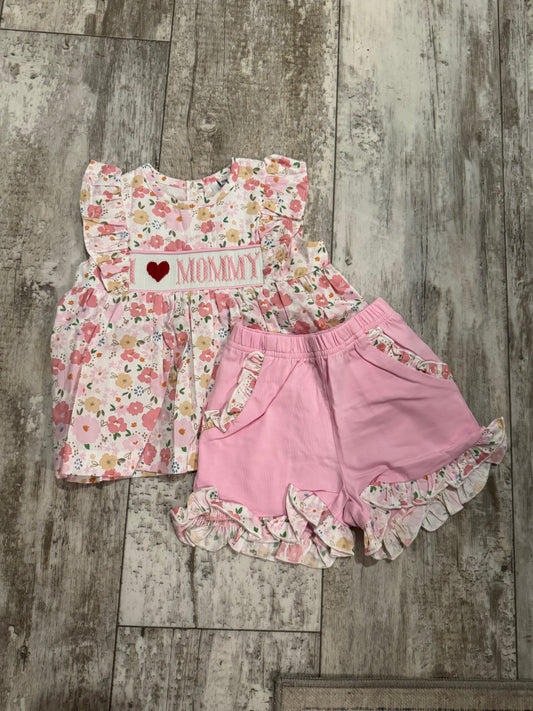 I love mommy floral short sets