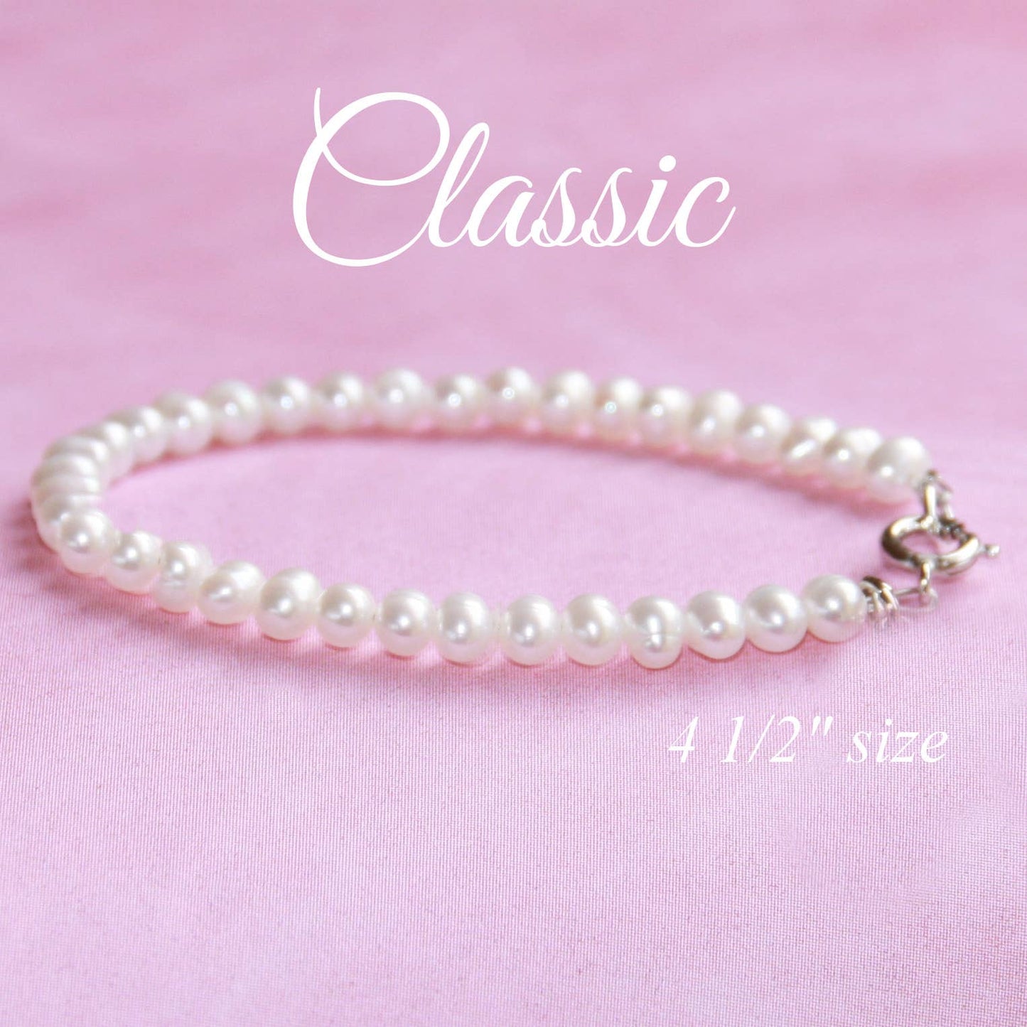 Classic Pearls Sterling Clasp 4 1/2" Infant Bracelet STG-111