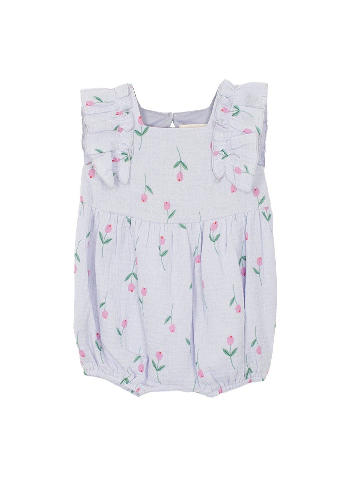 Tiny Tulip Baby Romper: Purple