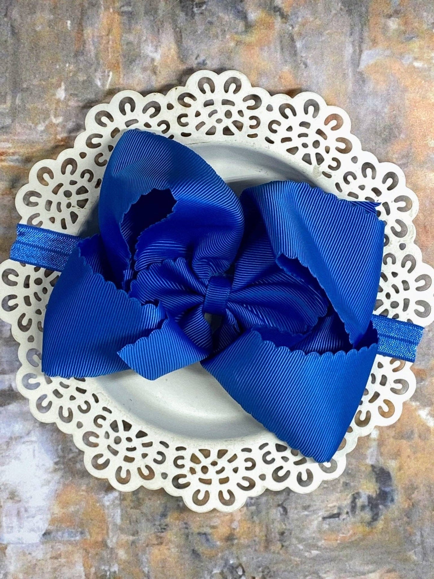 Oversize Scalloped Bow - Headband - 5.5": Ivory